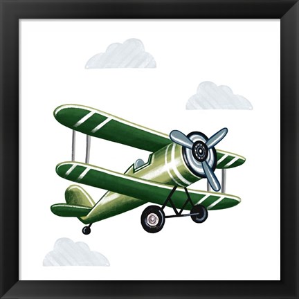 Framed Green Plane Print