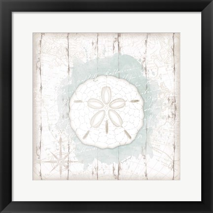 Framed Calming Coastal Sand Dollar Print