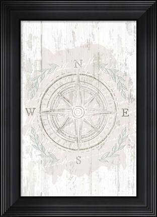 Framed Calming Coastal Compass Print
