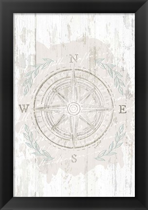 Framed Calming Coastal Compass Print