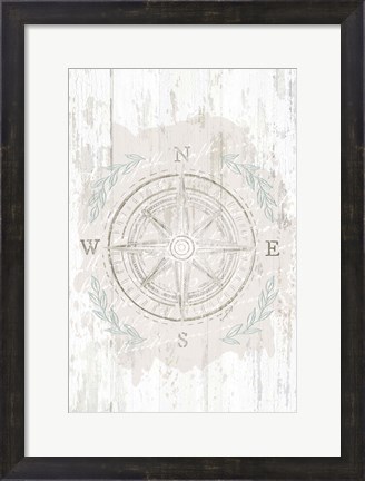 Framed Calming Coastal Compass Print