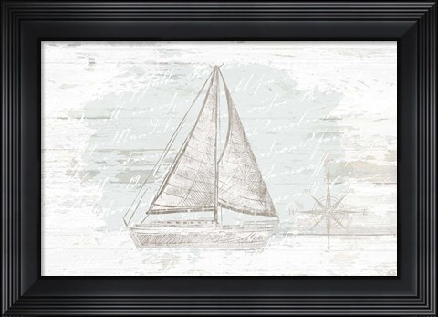 Framed Calming Coastal Sailboat Print