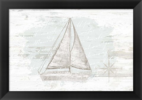 Framed Calming Coastal Sailboat Print