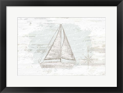 Framed Calming Coastal Sailboat Print