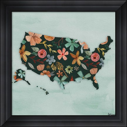 Framed Floral America III Print