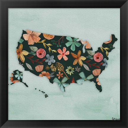 Framed Floral America III Print