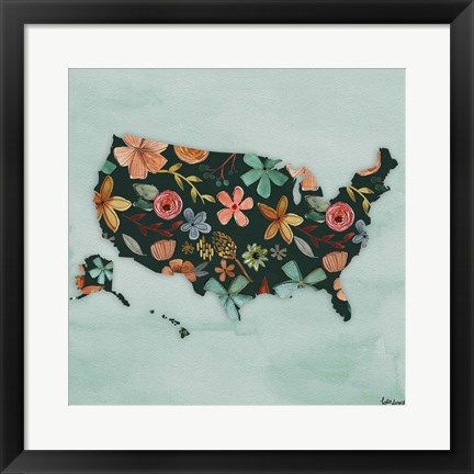 Framed Floral America III Print