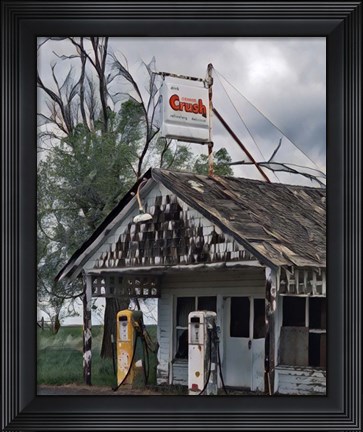 Framed Old Gas Station Print