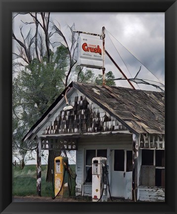 Framed Old Gas Station Print