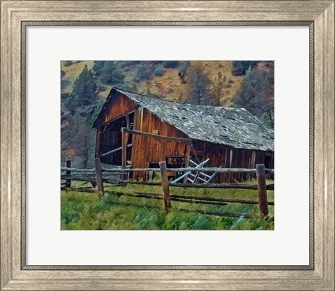 Framed Old Barn and Corral Print