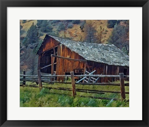 Framed Old Barn and Corral Print