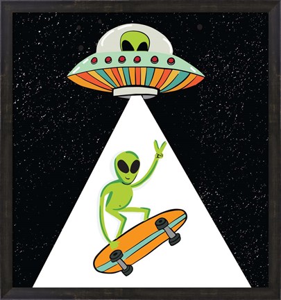 Framed UFO Alien Print
