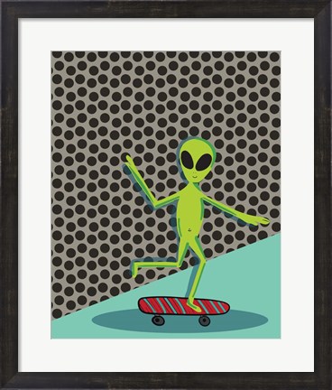 Framed Skating Alien Print