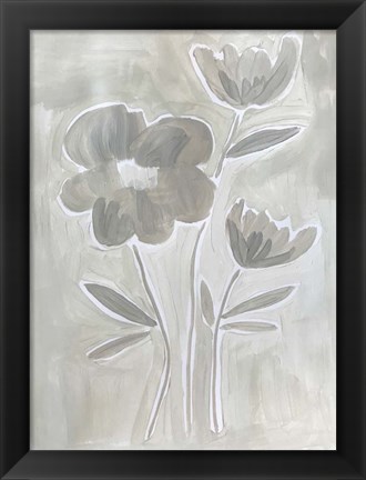 Framed Grey Flowers Print