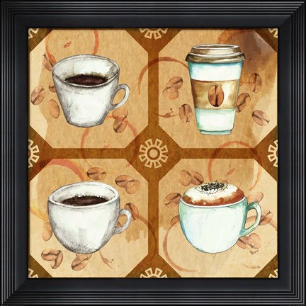 Framed Coffee Frenzy Pattern II Print