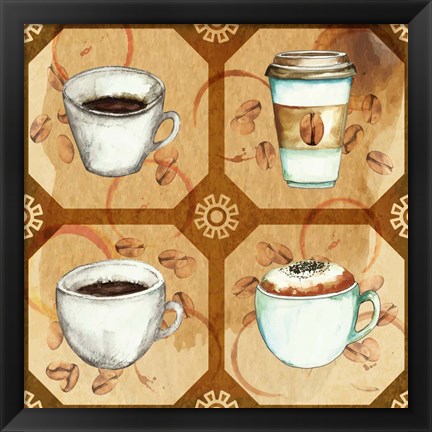 Framed Coffee Frenzy Pattern II Print