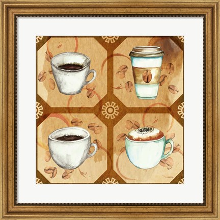 Framed Coffee Frenzy Pattern II Print