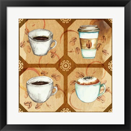 Framed Coffee Frenzy Pattern II Print