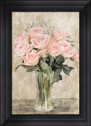 Framed Pink Rose Vase Print