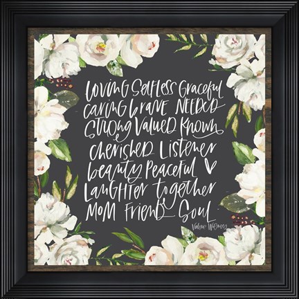 Framed Mom Adjectives in Floral Print