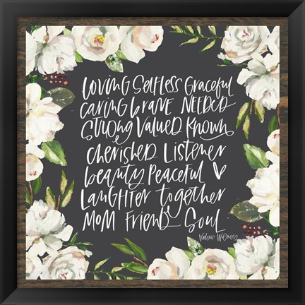 Framed Mom Adjectives in Floral Print