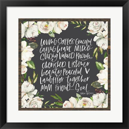 Framed Mom Adjectives in Floral Print