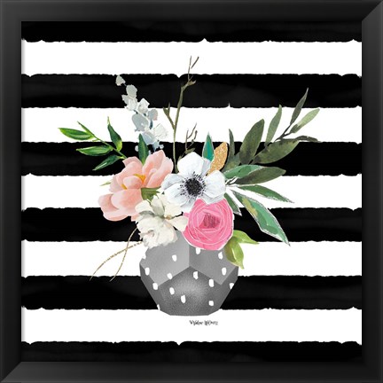 Framed Floral Stripes Print