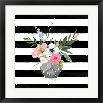 Framed Floral Stripes Print