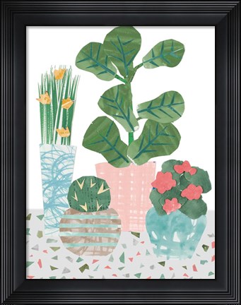 Framed Flower Party on Terrazo Print