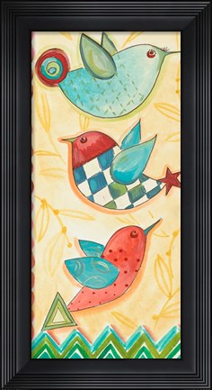 Framed Flying Birds On Yellow Print
