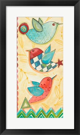 Framed Flying Birds On Yellow Print