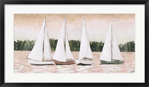 Framed White Sails At Sunset Print