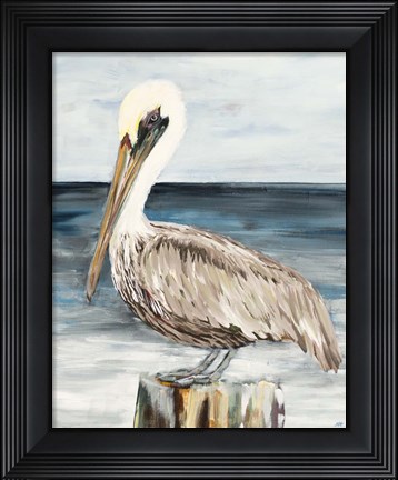 Framed Muted Perched Pelican Print