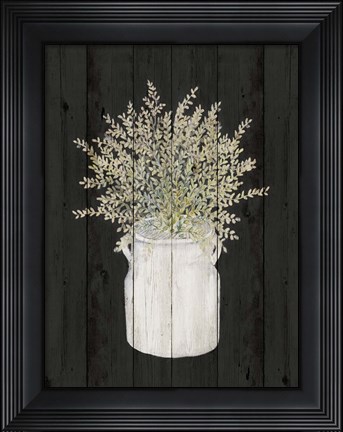 Framed Herbs on Black I Print