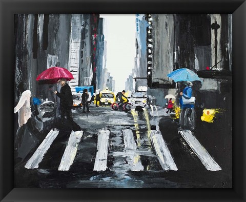 Framed NYC in the Rain Print