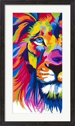 Framed Colorful Lion Portrait Print