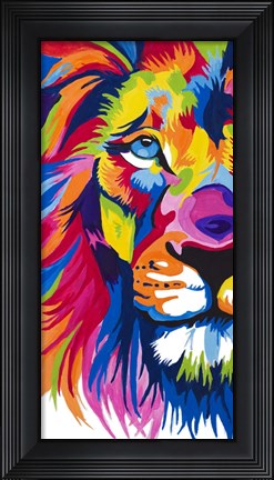 Framed Colorful Lion Portrait Print