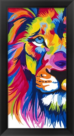 Framed Colorful Lion Portrait Print