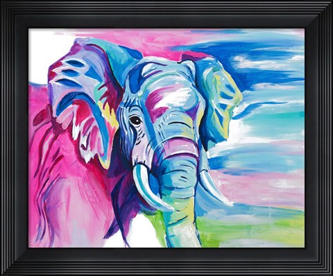 Framed Fun Colorful Elephant Print