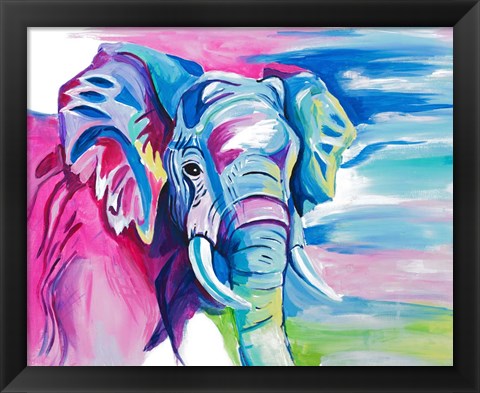 Framed Fun Colorful Elephant Print