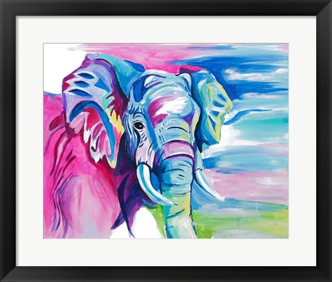 Framed Fun Colorful Elephant Print