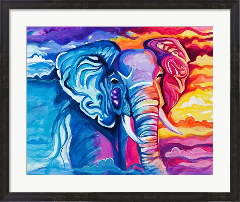 Framed Elephant in Vibrant Colors Print