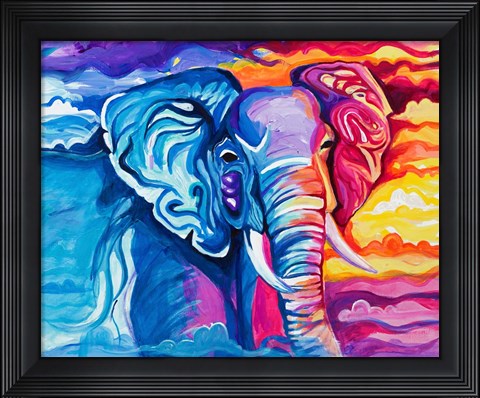 Framed Elephant in Vibrant Colors Print