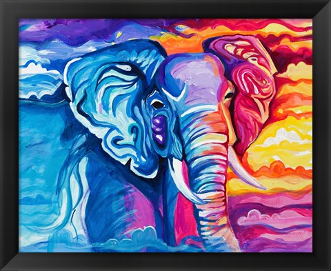 Framed Elephant in Vibrant Colors Print