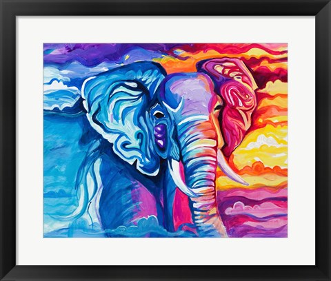 Framed Elephant in Vibrant Colors Print