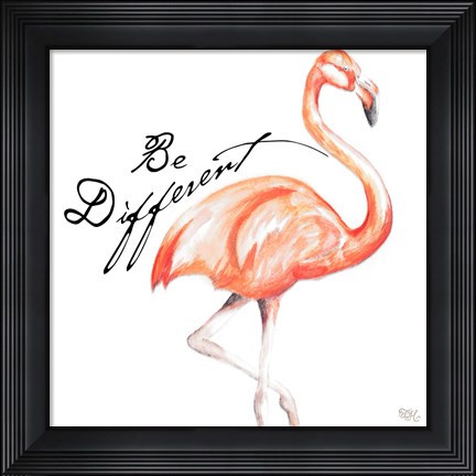 Framed Be Different Flamingo I Print