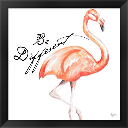 Framed Be Different Flamingo I Print