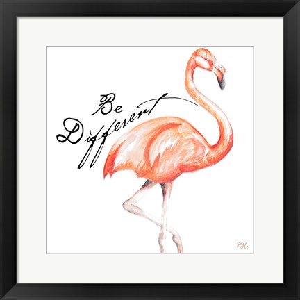 Framed Be Different Flamingo I Print