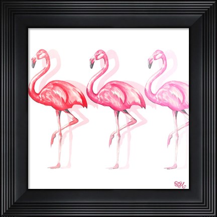 Framed Flamingo Trio II Print
