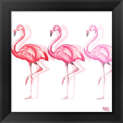 Framed Flamingo Trio II Print